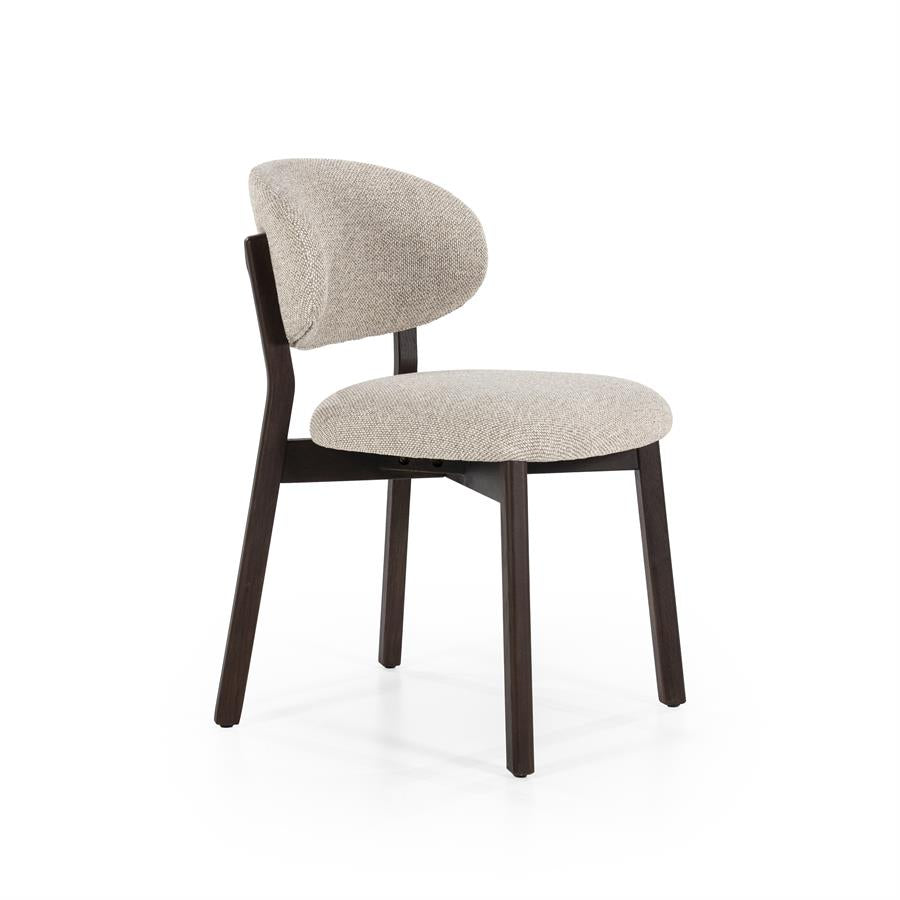 Eetkamerstoel Mikky | Taupe Stof | Donker bruine Poten