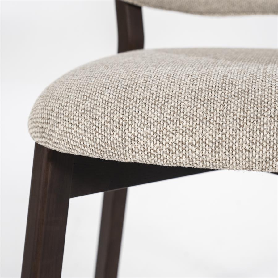 Eetkamerstoel Mikky | Taupe Stof | Donker bruine Poten