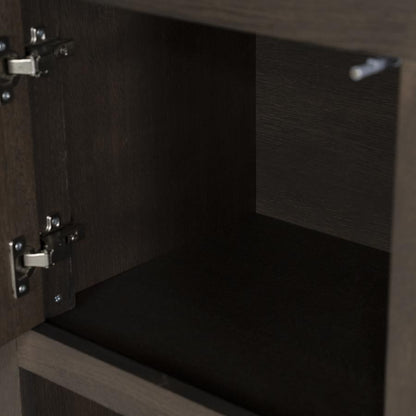 Kast Helsinki bruin eikenhout 6 vakken smal, detail van het materiaal