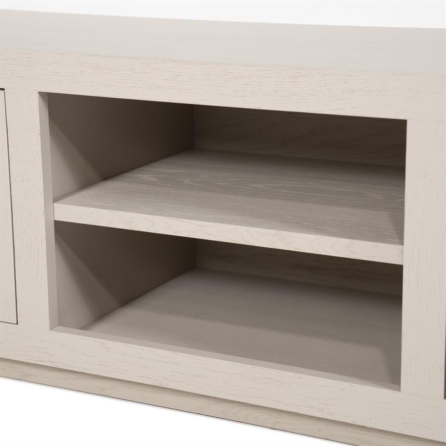 Tv-meubel Helsinki taupe eikenhout, detail van het materiaal