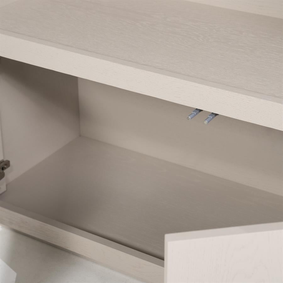 Kast Helsinki taupe eikenhout 4 vakken hoog, detail van het materiaal