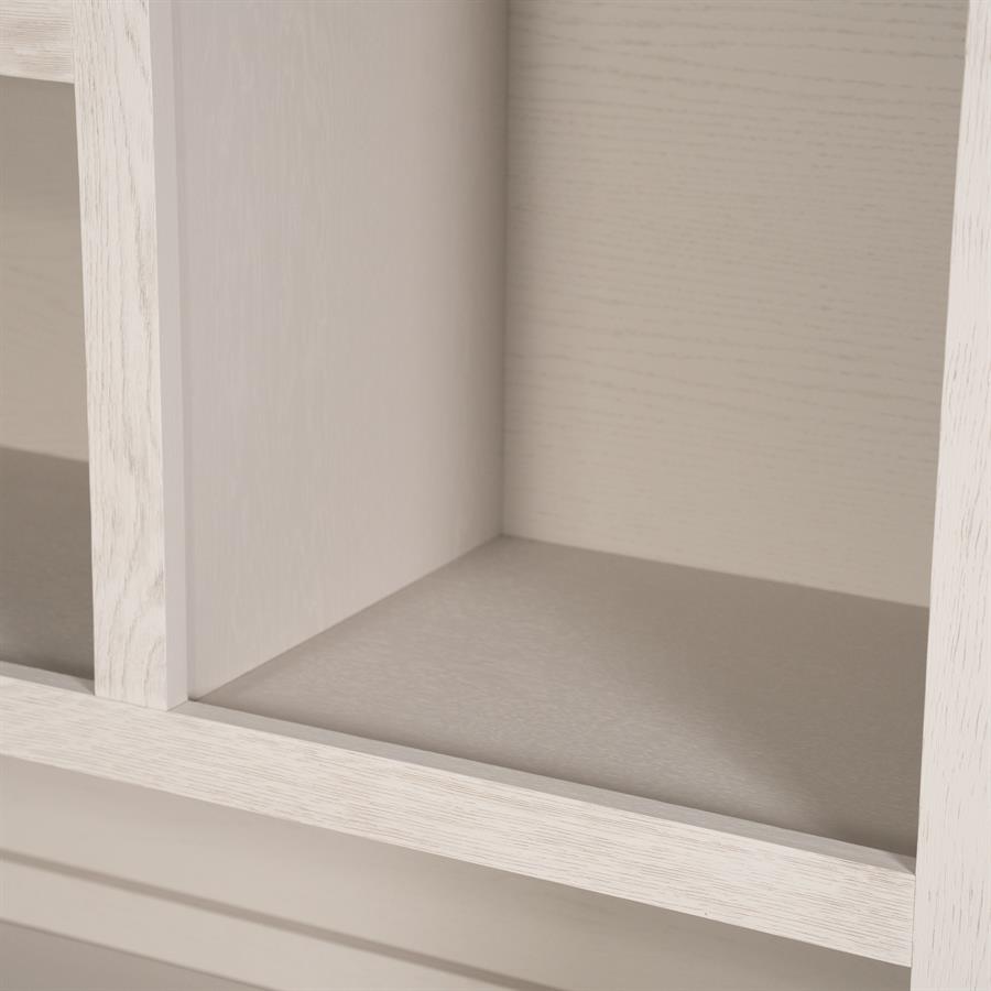 Kast Helsinki taupe eikenhout 6 vakken small, detail van het materiaal