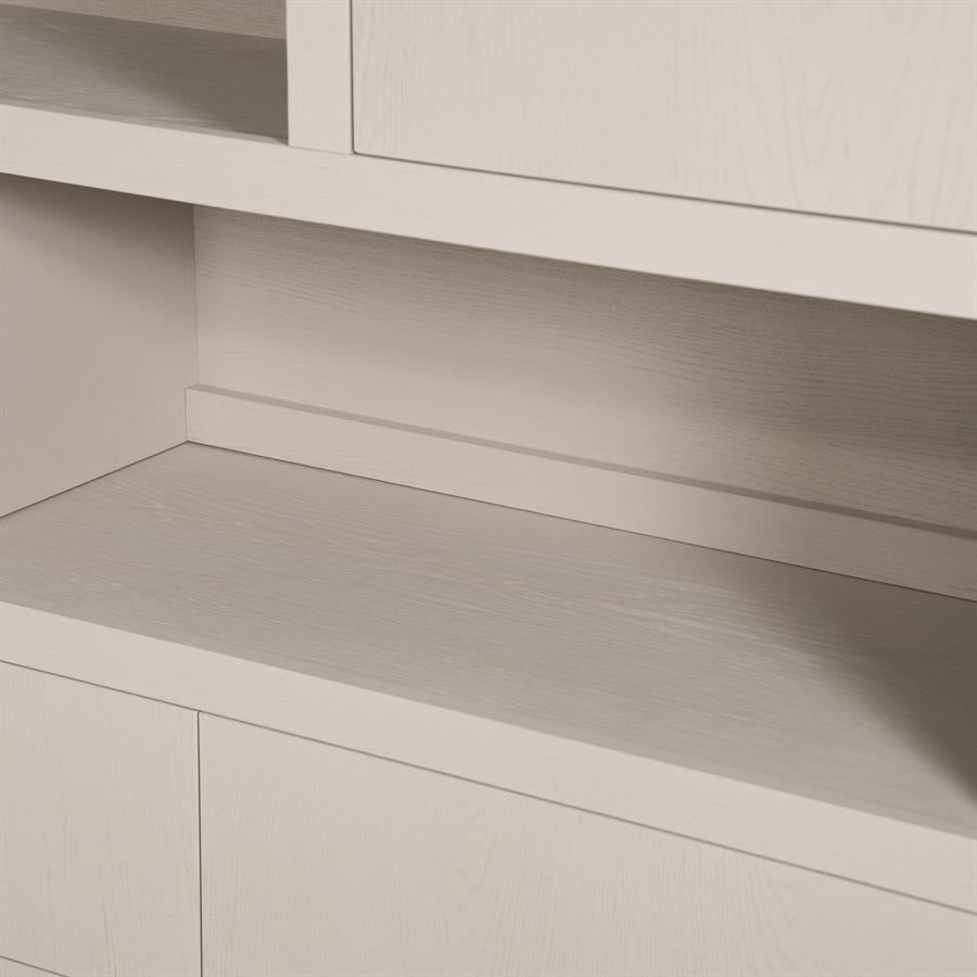 Kast Helsinki taupe eikenhout 6 vakken breed, detail van het materiaal