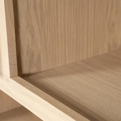 Kast Helsinki naturel eikenhout 6 vakken small, detail van het materiaal
