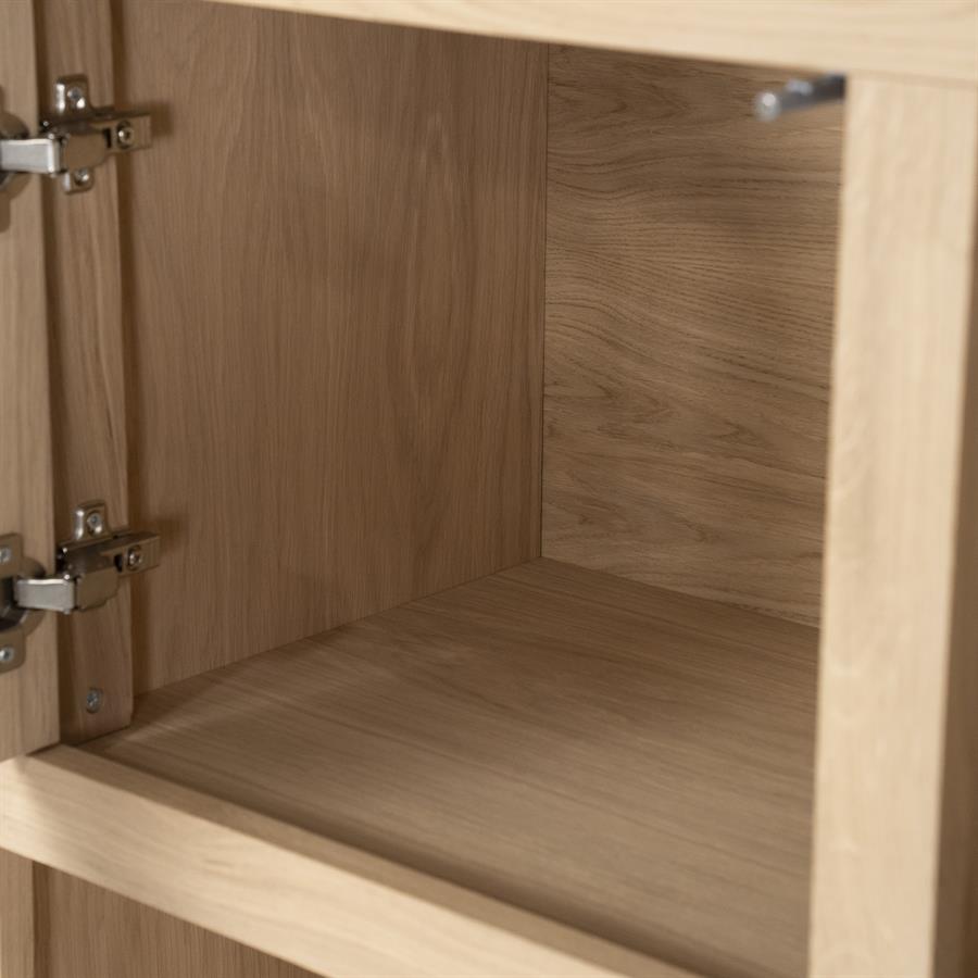 Kast Helsinki naturel eikenhout 6 vakken small, detail van het materiaal
