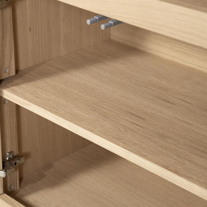 Kast Helsinki naturel eikenhout 6 vakken small, detail van het materiaal