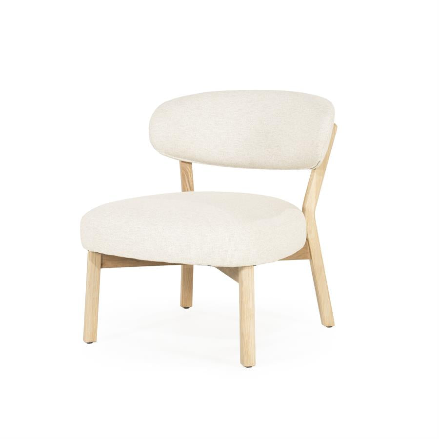 Fauteuil Mikky | Taupe Stof | Naturel Eikenhout