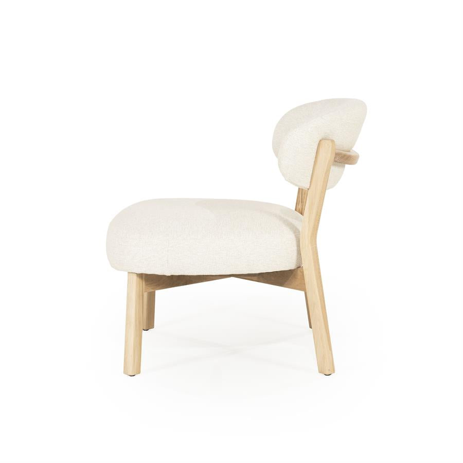 Fauteuil Mikky | Taupe Stof | Naturel Eikenhout
