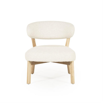 Fauteuil Mikky | Taupe Stof | Naturel Eikenhout — Vooraanzicht - witfoto