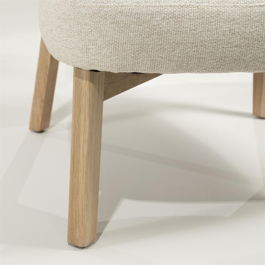 Fauteuil Mikky | Taupe Stof | Naturel Eikenhout — Detail