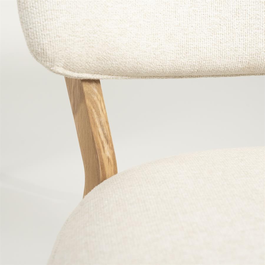 Fauteuil Mikky | Taupe Stof | Naturel Eikenhout — Detail