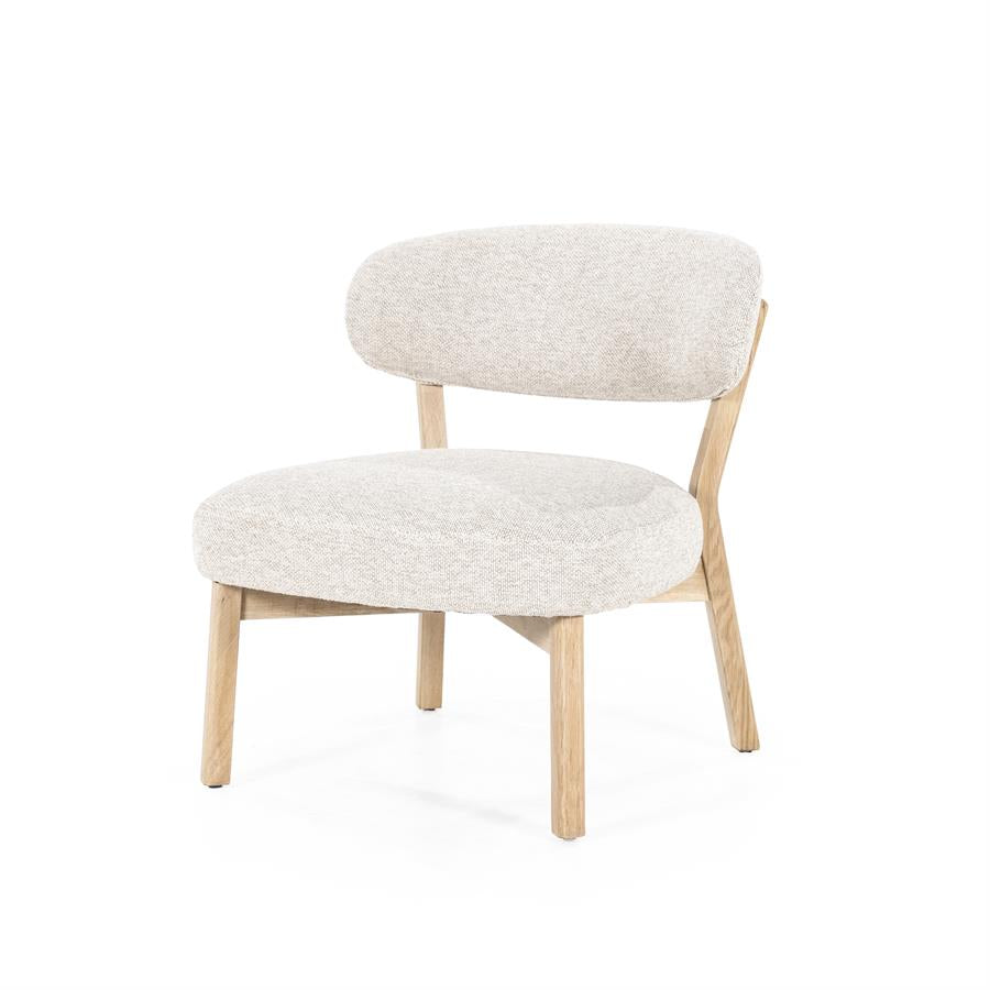 Fauteuil Mikky | Taupe Stof | Naturel Eikenhout