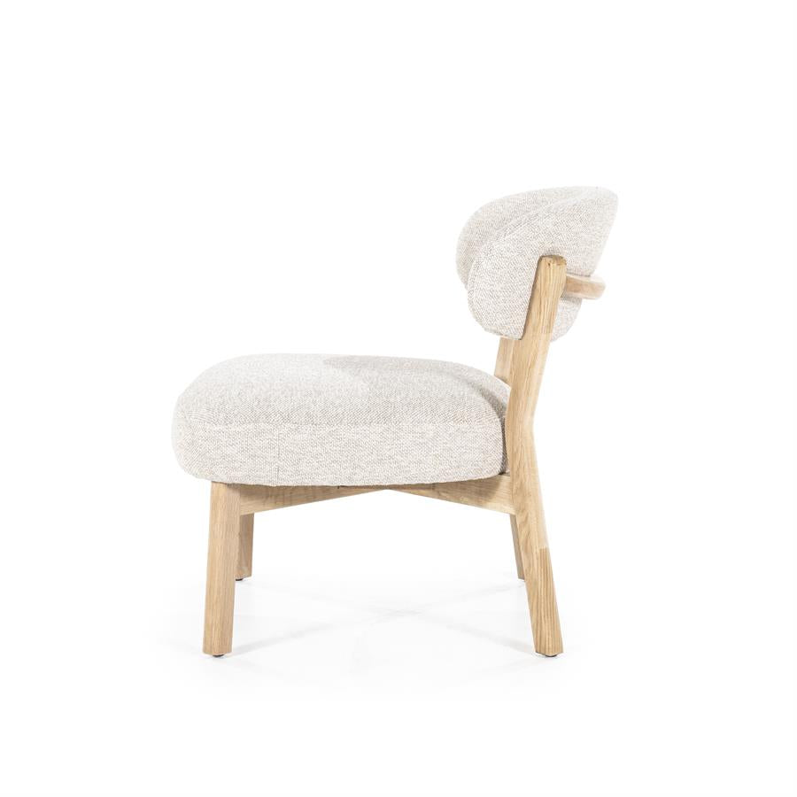 Fauteuil Mikky | Taupe Stof | Naturel Eikenhout