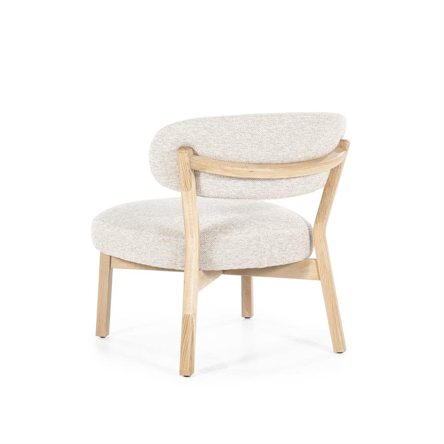 Fauteuil Mikky | Taupe Stof | Naturel Eikenhout