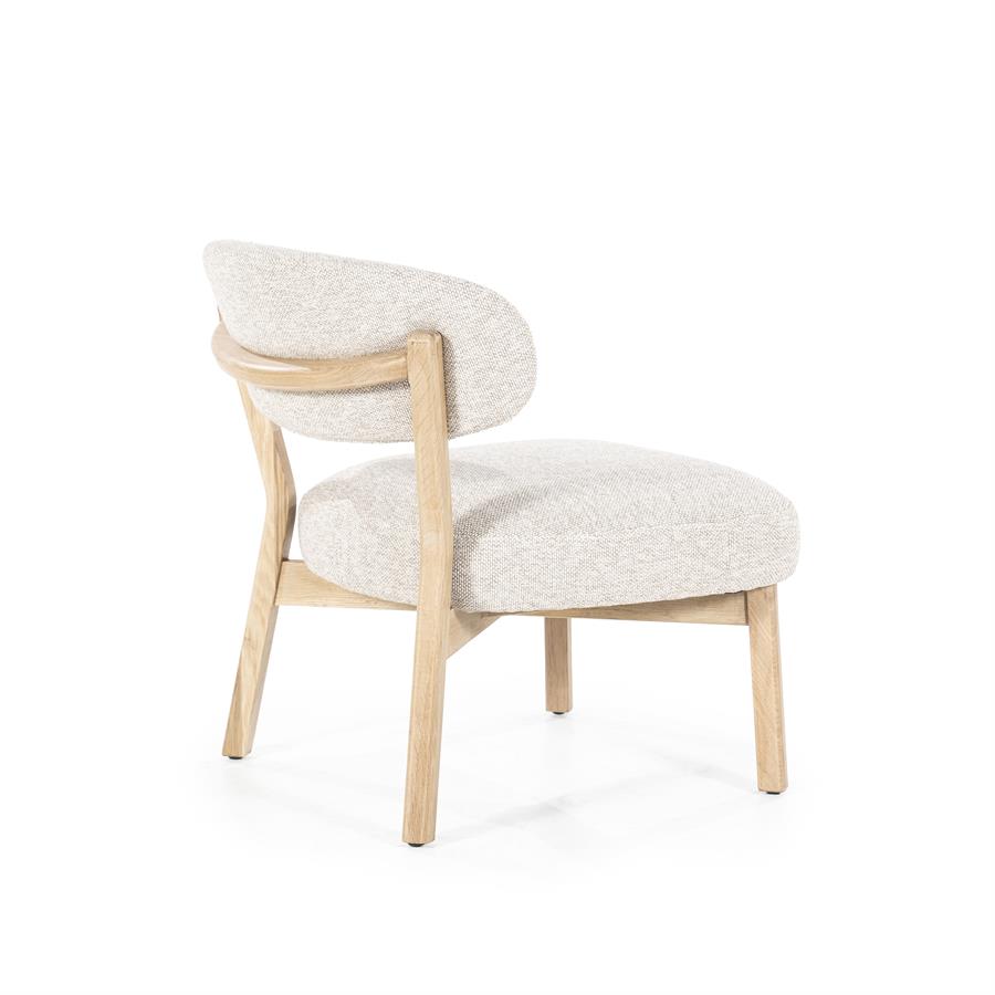 Fauteuil Mikky | Taupe Stof | Naturel Eikenhout