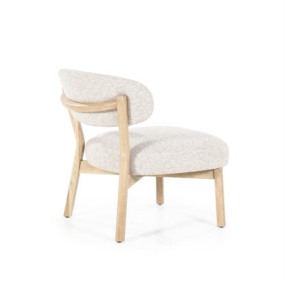 Fauteuil Mikky | Taupe Stof | Naturel Eikenhout
