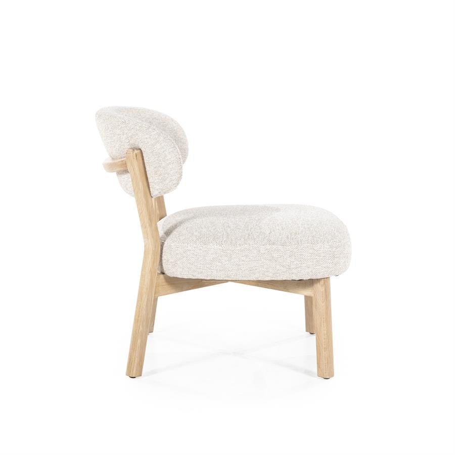 Fauteuil Mikky | Taupe Stof | Naturel Eikenhout