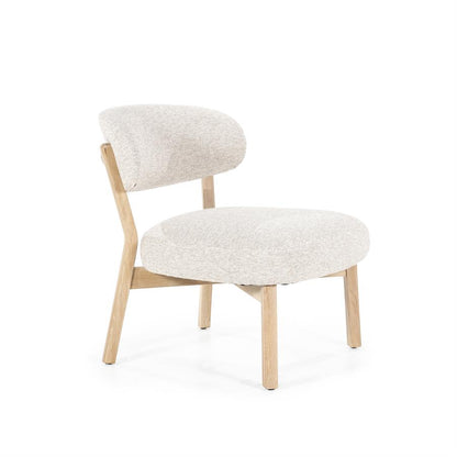 Fauteuil Mikky | Taupe Stof | Naturel Eikenhout