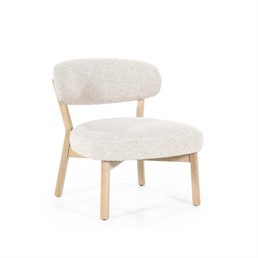 Fauteuil Mikky | Taupe Stof | Naturel Eikenhout