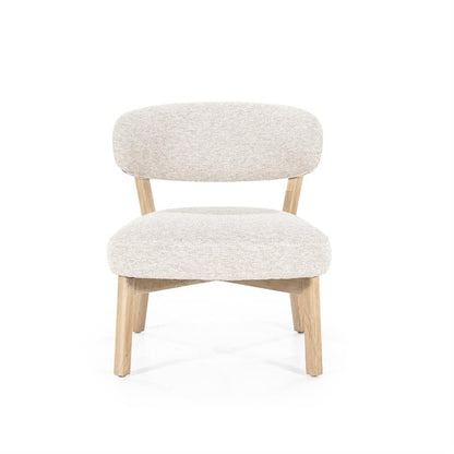 Fauteuil Mikky | Taupe Stof | Naturel Eikenhout