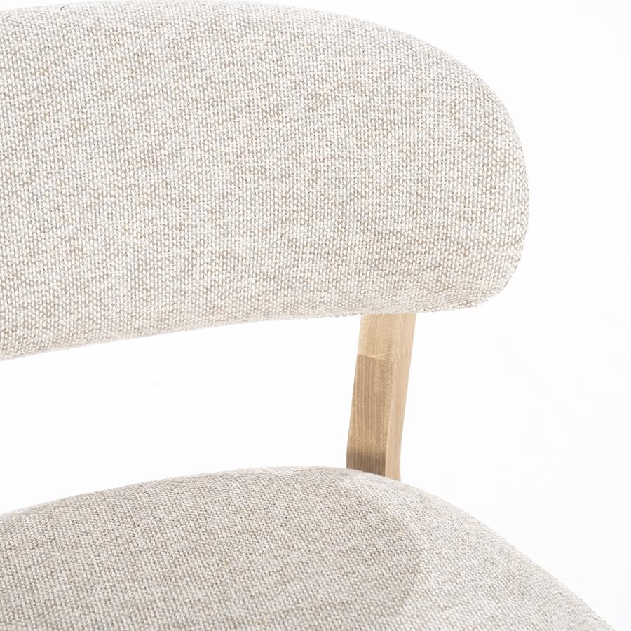 Fauteuil Mikky | Taupe Stof | Naturel Eikenhout
