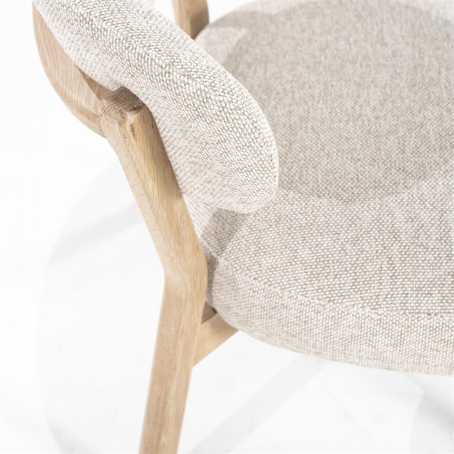 Fauteuil Mikky | Taupe Stof | Naturel Eikenhout