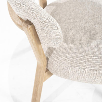 Fauteuil Mikky | Taupe Stof | Naturel Eikenhout