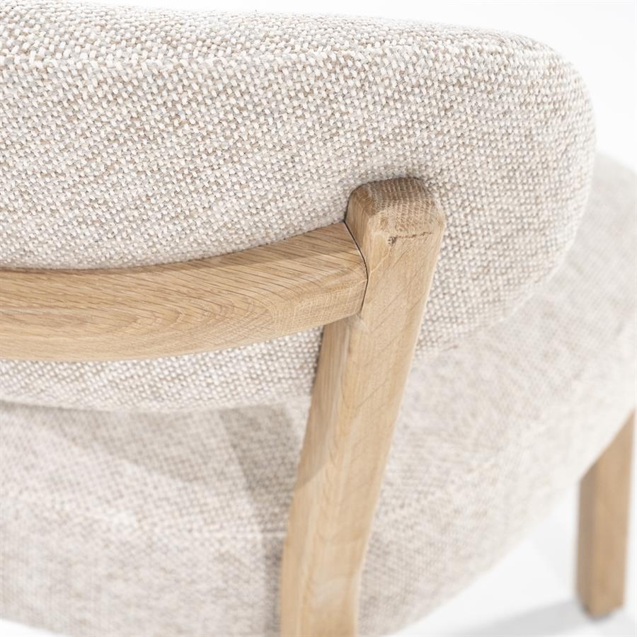Fauteuil Mikky | Taupe Stof | Naturel Eikenhout