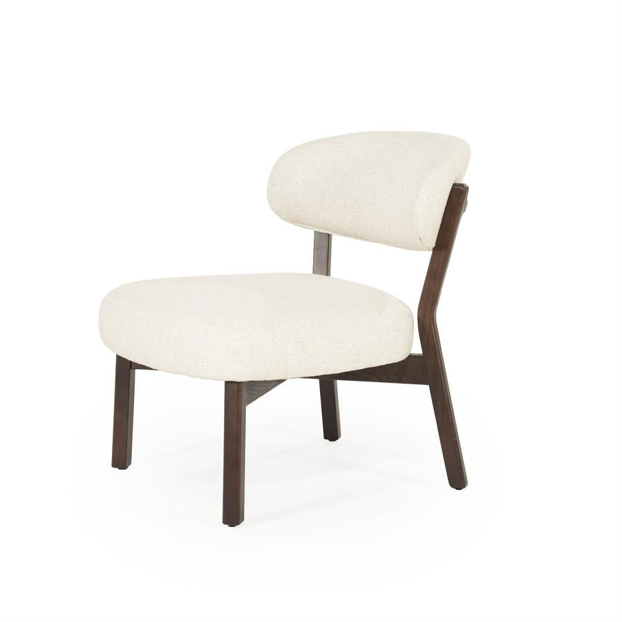 Fauteuil Mikky | Taupe Stof | Bruin Eikenhout