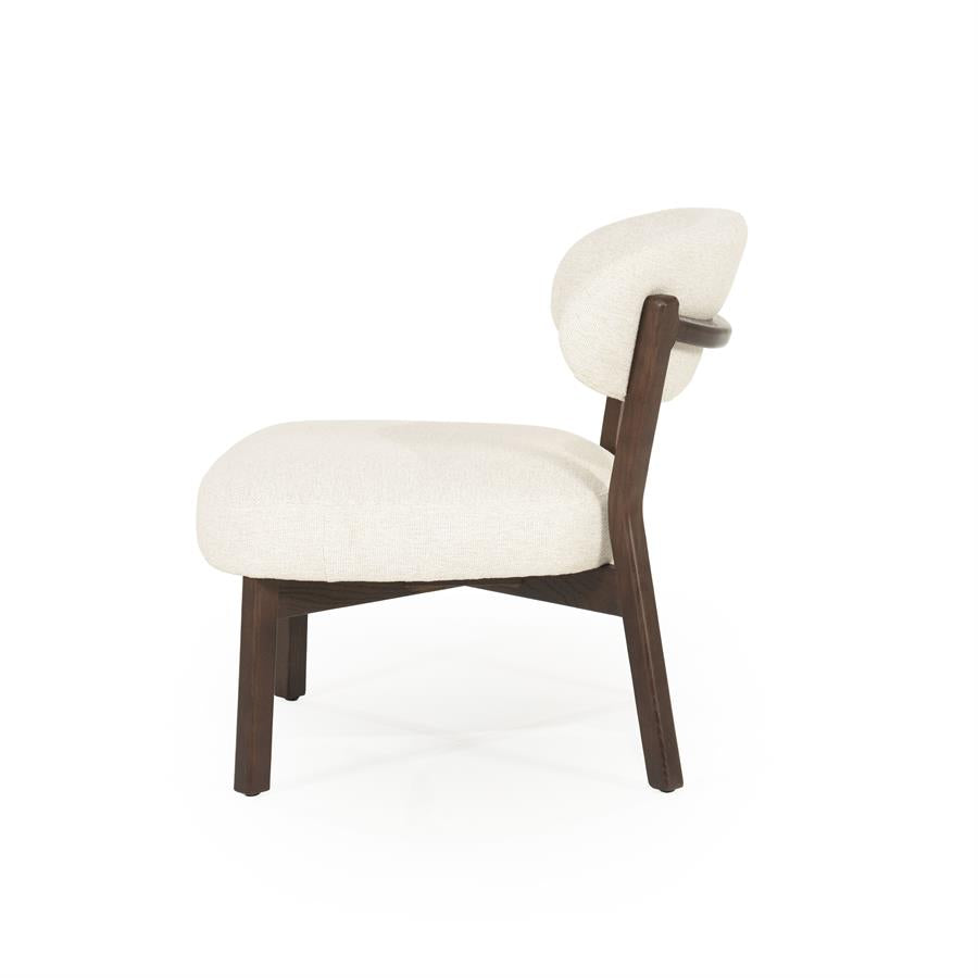 Fauteuil Mikky | Taupe Stof | Bruin Eikenhout