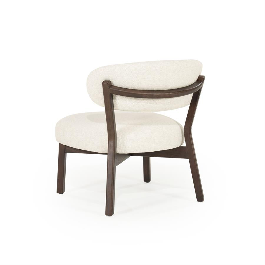 Fauteuil Mikky | Taupe Stof | Bruin Eikenhout