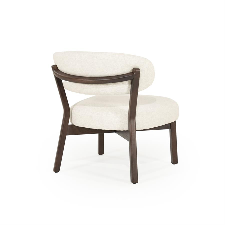 Fauteuil Mikky | Taupe Stof | Bruin Eikenhout