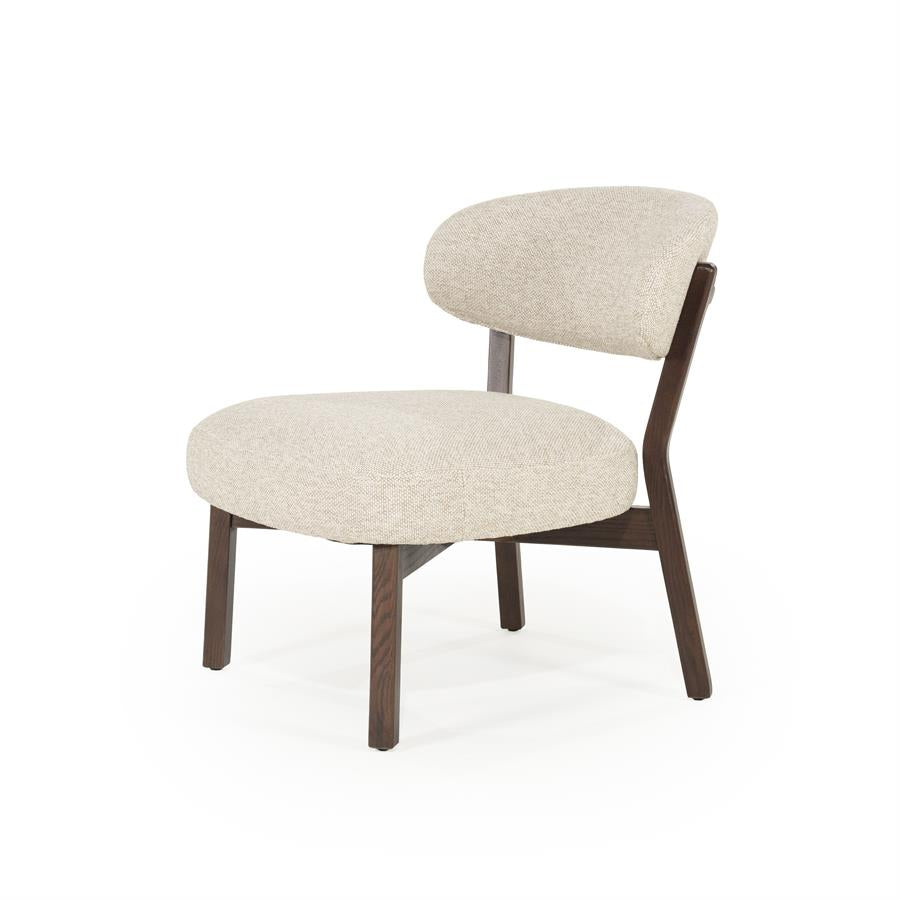 Fauteuil Mikky | Taupe Stof | Bruin Eikenhout