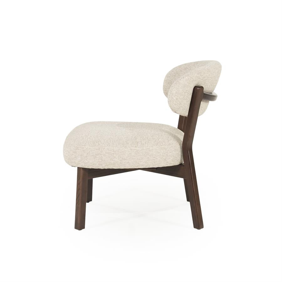 Fauteuil Mikky | Taupe Stof | Bruin Eikenhout