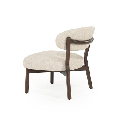 Fauteuil Mikky | Taupe Stof | Bruin Eikenhout