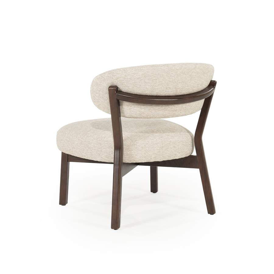 Fauteuil Mikky | Taupe Stof | Bruin Eikenhout