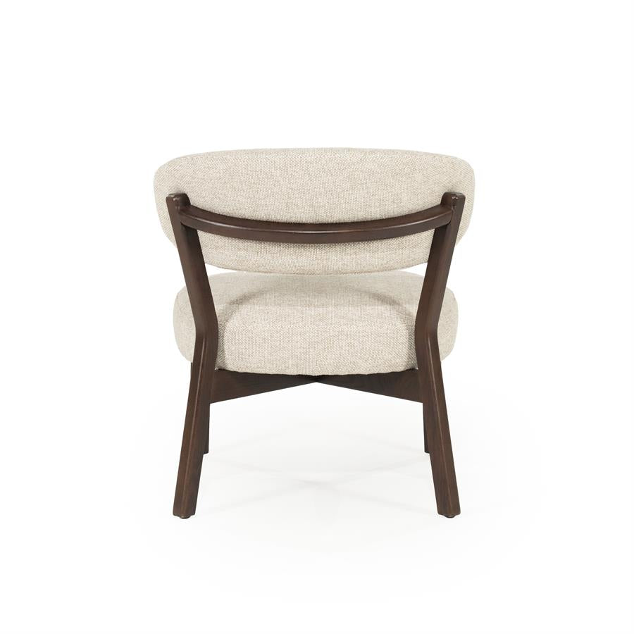 Fauteuil Mikky | Taupe Stof | Bruin Eikenhout