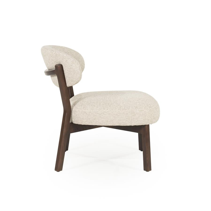 Fauteuil Mikky | Taupe Stof | Bruin Eikenhout