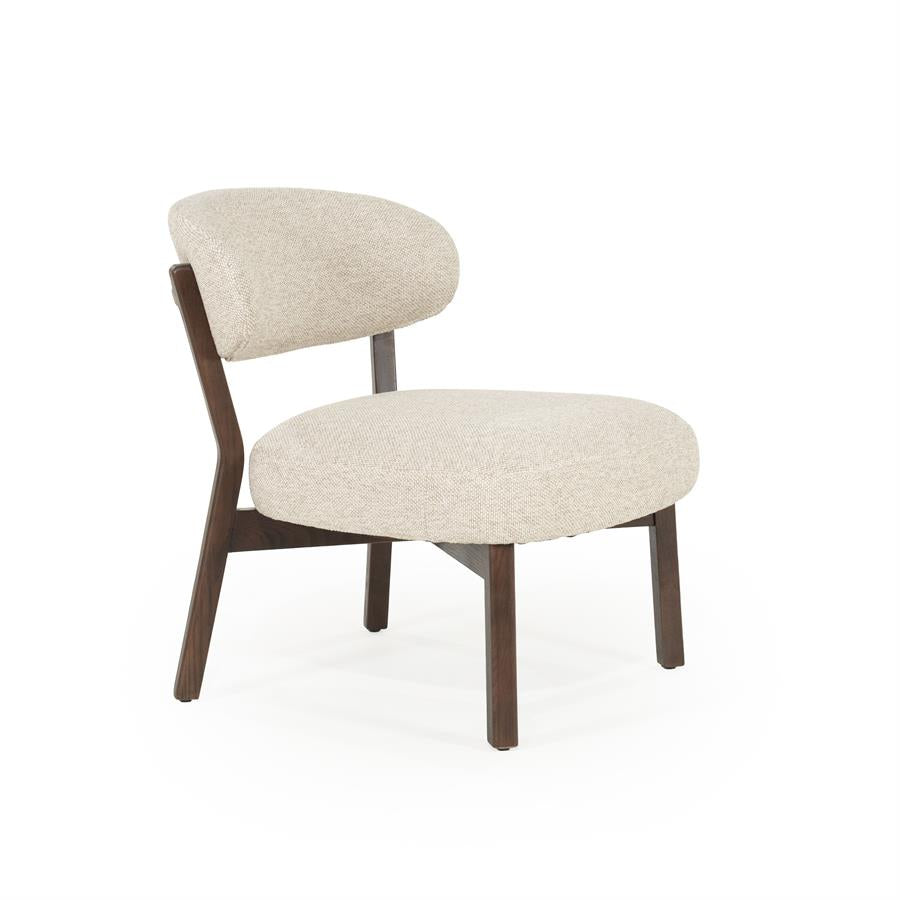 Fauteuil Mikky | Taupe Stof | Bruin Eikenhout