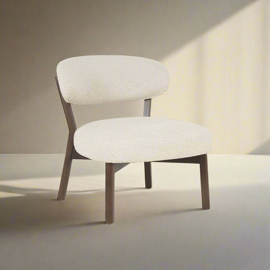 Fauteuil Mikky | Taupe Stof | Bruin Eikenhout