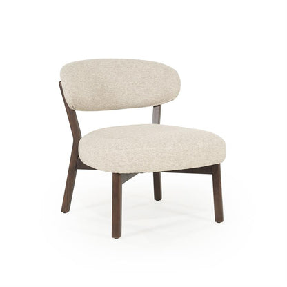 Fauteuil Mikky | Taupe Stof | Bruin Eikenhout