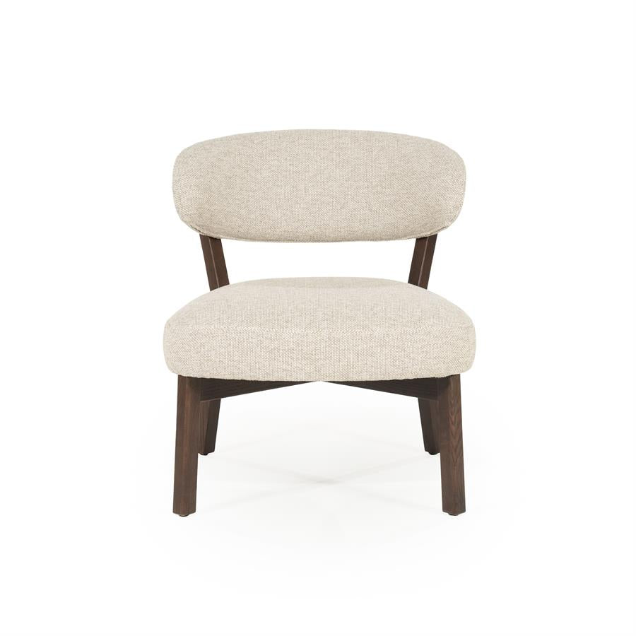 Fauteuil Mikky | Taupe Stof | Bruin Eikenhout