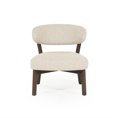 Fauteuil Mikky | Taupe Stof | Bruin Eikenhout