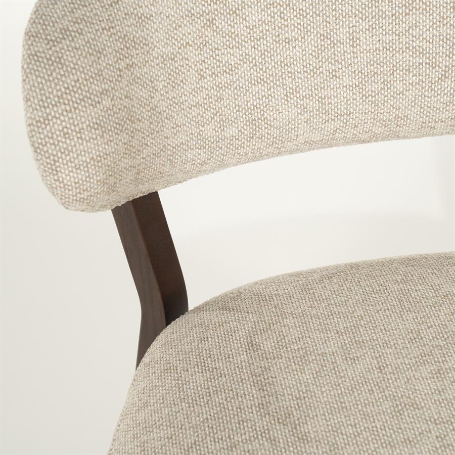 Fauteuil Mikky | Taupe Stof | Bruin Eikenhout