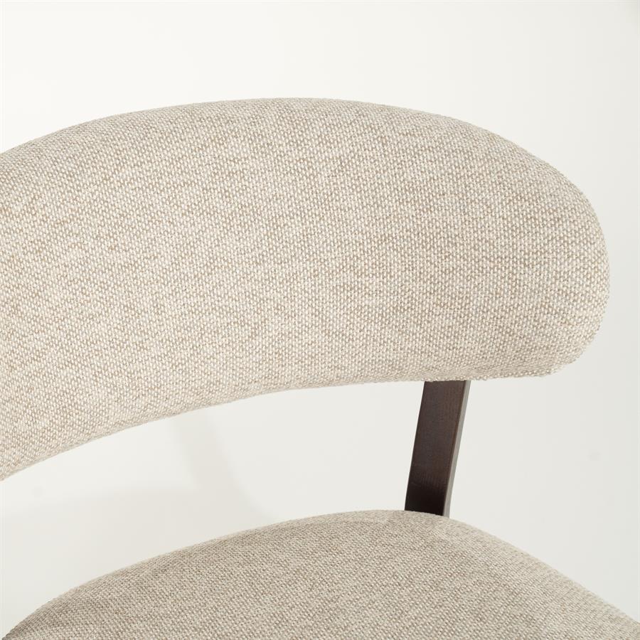 Fauteuil Mikky | Taupe Stof | Bruin Eikenhout
