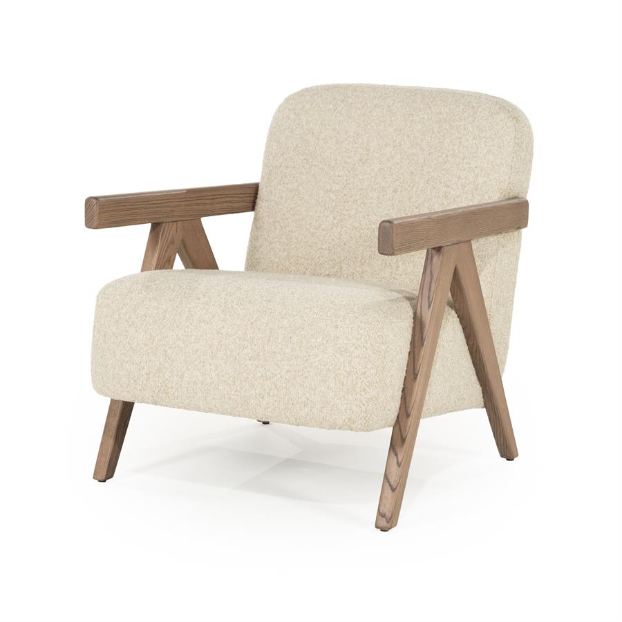 Fauteuil Francis | Beige Stof & essenhout