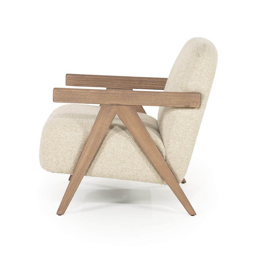 Fauteuil Francis | Beige Stof & essenhout