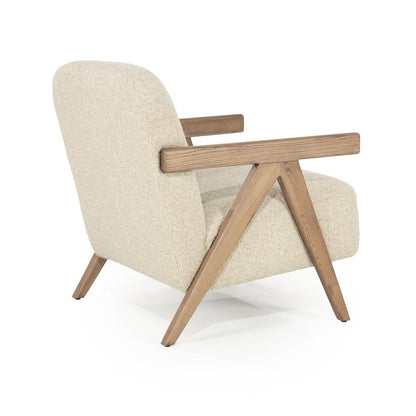 Fauteuil Francis | Beige Stof & essenhout