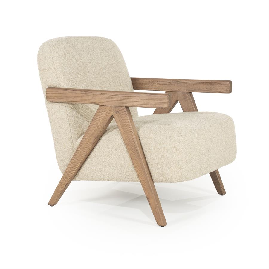Fauteuil Francis | Beige Stof & essenhout