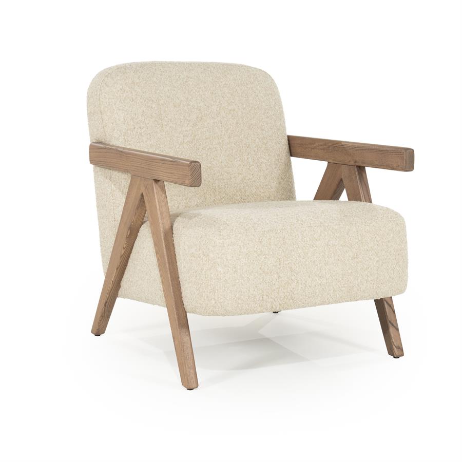 Fauteuil Francis | Beige Stof & essenhout